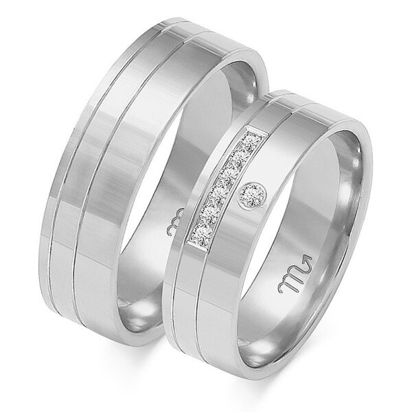 Klasyczne Obrączki Płaskie Dzielone z Diamentami 6mm