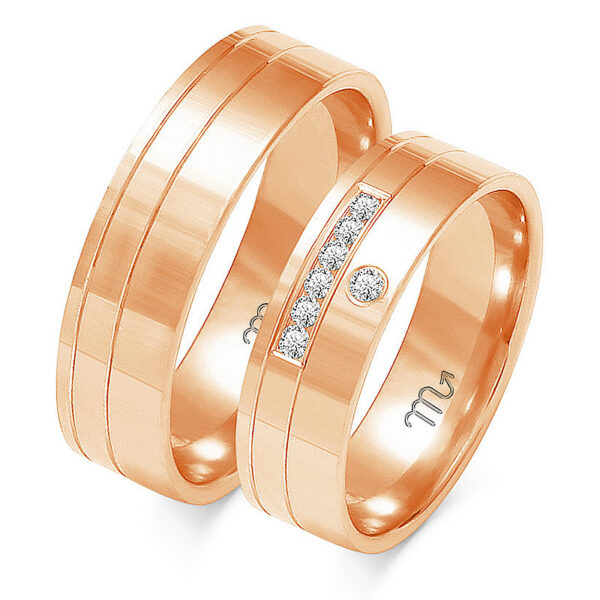 Klasyczne Obrączki Płaskie Dzielone z Diamentami 6mm