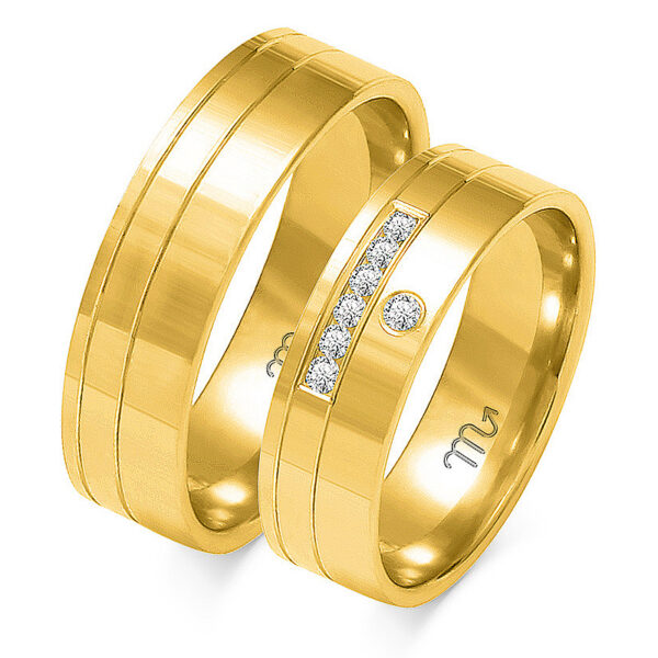 Klasyczne Obrączki Płaskie Dzielone z Diamentami 6mm