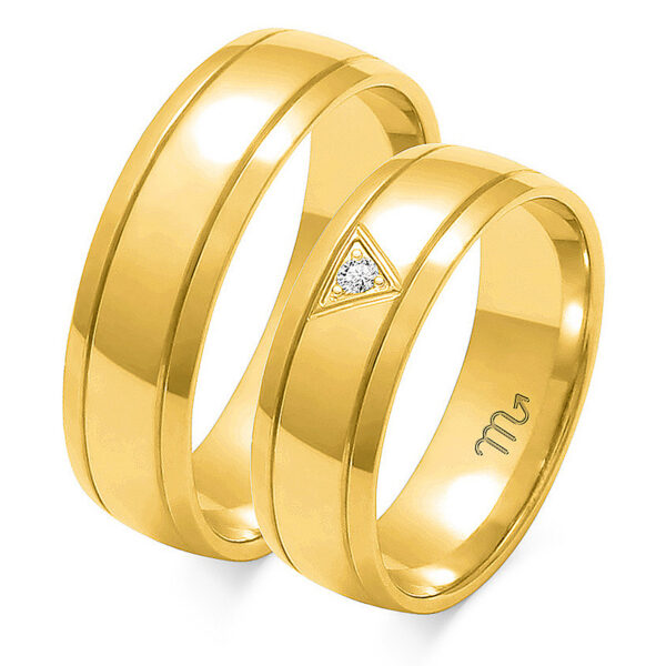 Klasyczne Obrączki Półokrągłe z Diamentami 5mm