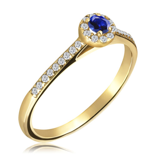 WB-6_30-SA Pierścionek z Szafirem i Diamentami 0,26ct