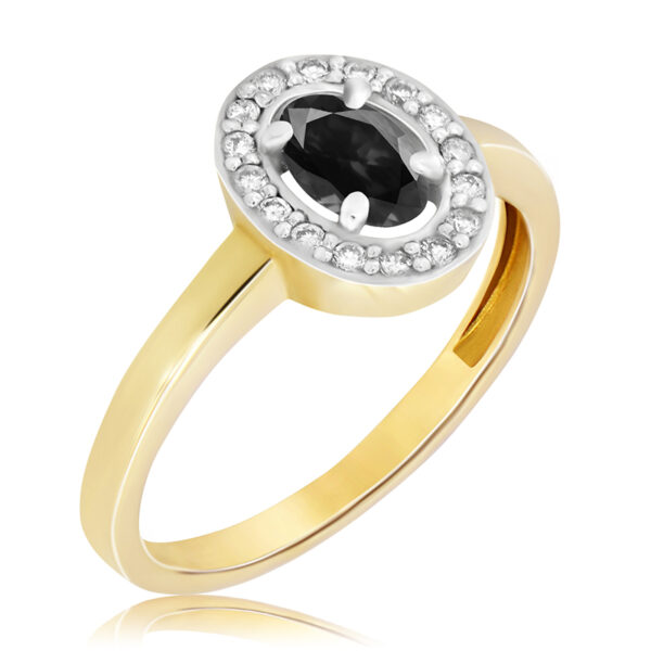 Pierścionek z Onyksem i Diamentami Naturalnymi 0,69ct