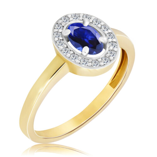 WK-1-SA Pierścionek z Szfirem i Diamentami Naturalnymi 0,67ct