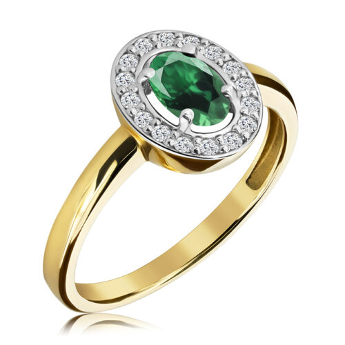 WK-1-SZ Pierścionek z Szmaragdem I Diamentami Naturalnymi 0,50ct