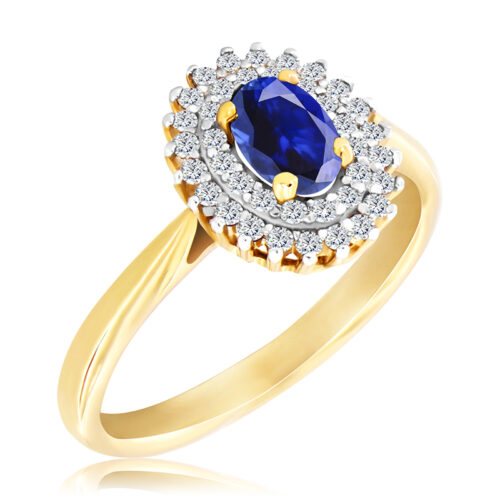 WK-14-SA Pierścionek z Szafirem i Diamentami Naturalnymi 0,77ct