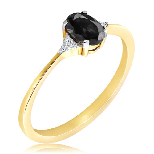 WK-24-ON Pierścionek z Onyksem i Diamentami Naturalnymi 0,59ct