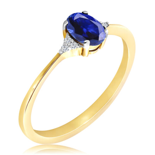 Pierścionek z Szafirem i Diamentami Naturalnymi 0,57ct
