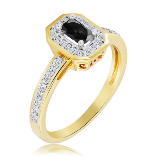WK-32-ON Pierścionek z Onyksem i Diamentami Naturalnymi 0,53ct