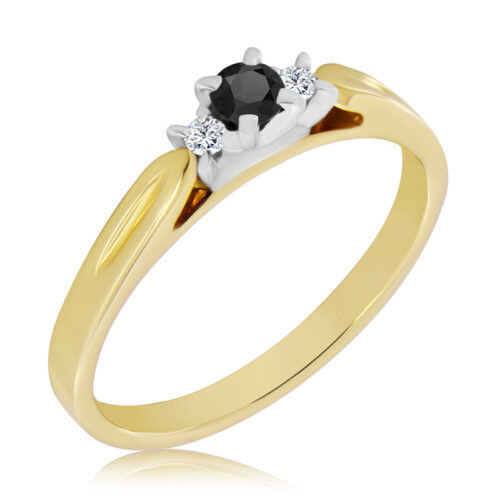 WK-36-DC Pierścionek z Naturalnym Czarnym Diamentem i Diamentami 0,14ct