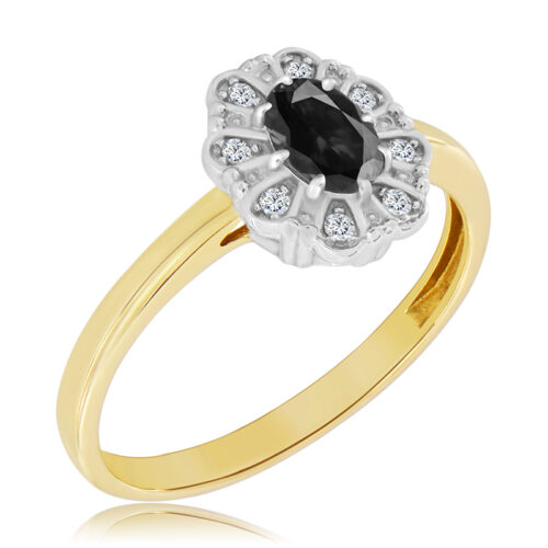WK-47-ON Pierścionek z Onyksem i Diamentami Naturalnymi 0,63ct