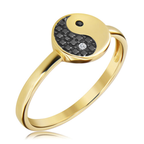 WK-51-DN Pierścionek Ying Yang z Naturalnymi Czarnymi Diamentami 0,02ct
